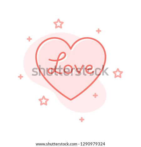 Heart flat cartoon style concept. Simple sign of valentines day. Romantic Love detalized icon. Cute color symbol for print, social media post, web banner, card design. Vector Illustration on white