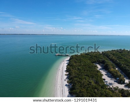 Aerial view of Sanibel island in Florida, USA