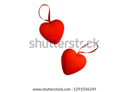 Two red hearts isolated on white background