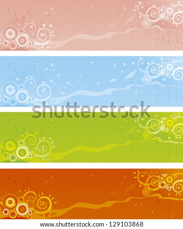 Four seasons - summer, winter, soring and autumn. Vector abstract banners for web design