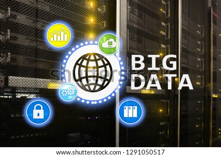 Big data analysing server. Internet and technology.