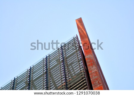 Modern building with rusty facade exteriors 