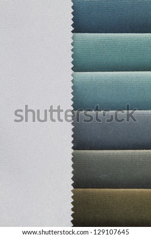 Color background of blue tones fabric samples