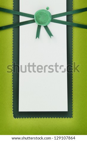 Paper card with green sealing wax stamp