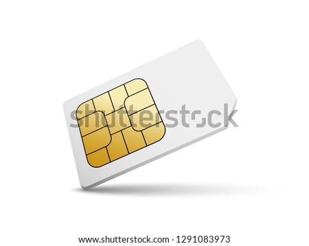 Sim card vector mobile phone icon chip. Simcard isolated 3d design gsm. Royalty-Free Stock Photo #1291083973