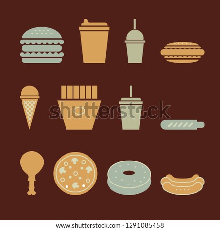 fast food icons set. color vector illustration