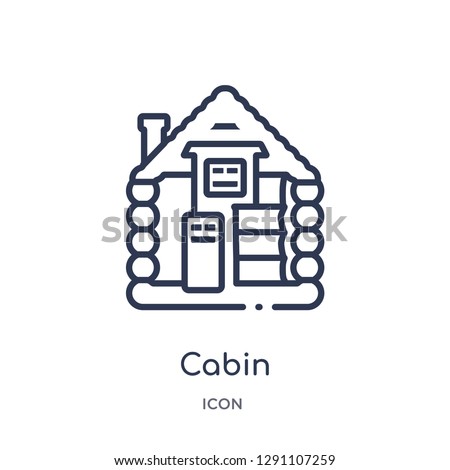 Linear cabin icon from Camping outline collection. Thin line cabin vector isolated on white background. cabin trendy illustration