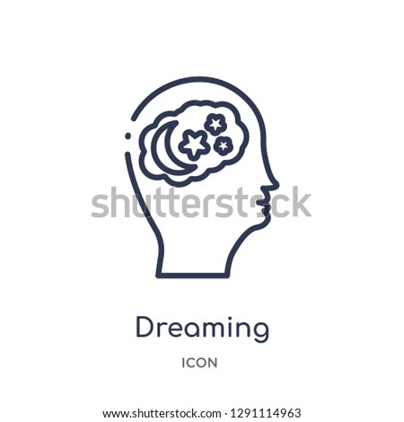 Linear dreaming icon from Brain process outline collection. Thin line dreaming vector isolated on white background. dreaming trendy illustration