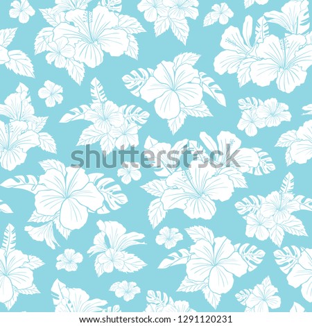Hibiscus tropical flower linear pattern vector. Illustration