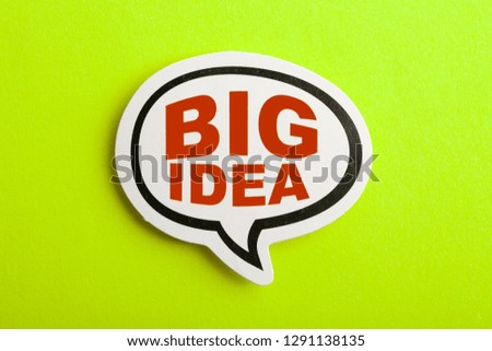Big Idea speech bubble is isolated on yellow background.