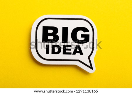 Big Idea speech bubble is isolated on yellow background.