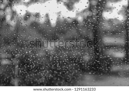 Black and white rain drops on window