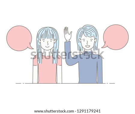 young women with speech bubble avatar character