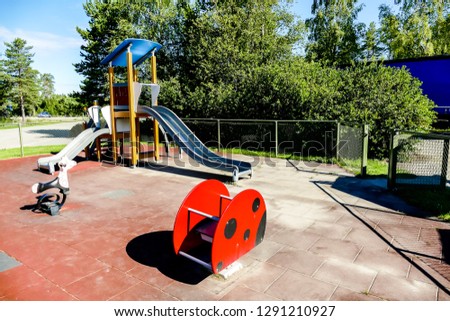 children playground in the park, in Sweden Scandinavia North Europe