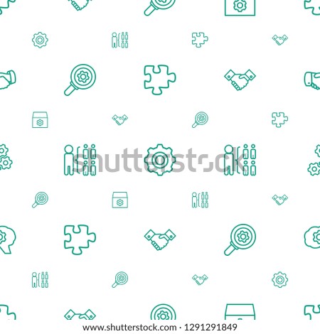 teamwork icons pattern seamless white background. Included editable outline puzzle, gear, structure, handshake icons. teamwork icons for web and mobile.
