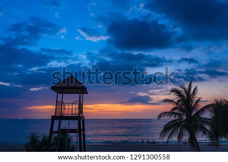 sunset at Karon beach.Karon beach is a  broad and long. Sand and beautiful beach suitable for swimming and used as a training dive.
Karon beach have many kind of water sports