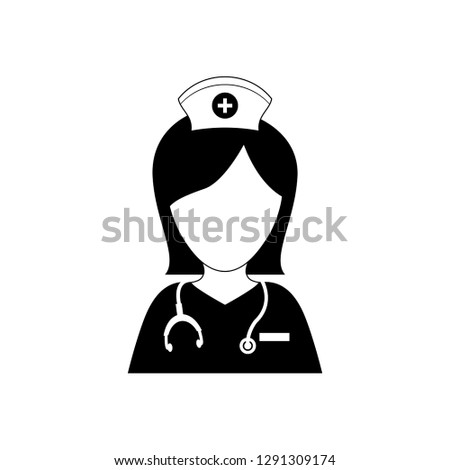 contour nurse with stethoscope icon design