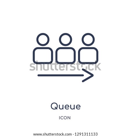 Linear queue icon from Birthday party outline collection. Thin line queue vector isolated on white background. queue trendy illustration Royalty-Free Stock Photo #1291311133