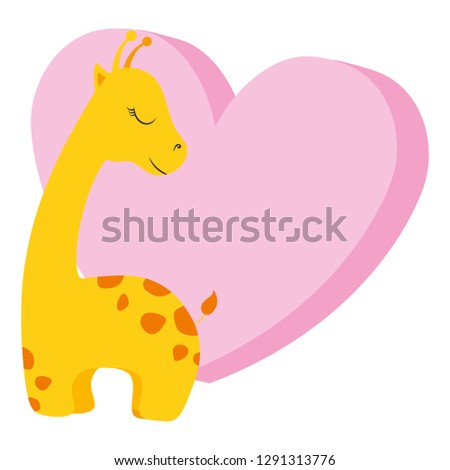 cute and little giraffe with heart character