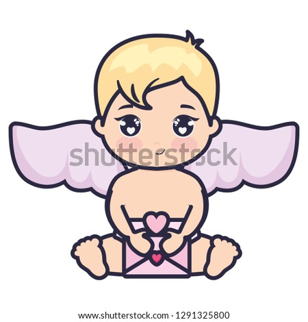 little cupid baby with love envelope