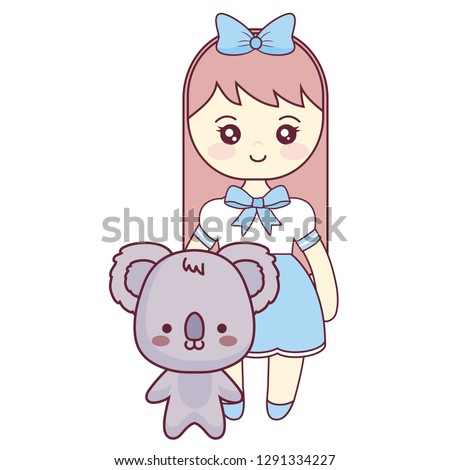 cute and little koala with girl