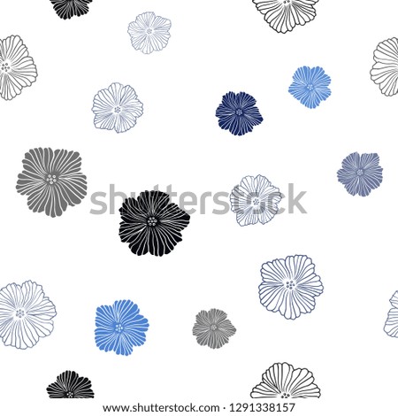 Dark BLUE vector seamless doodle layout with flowers. Creative illustration in blurred style with flowers. Design for wallpaper, fabric makers.