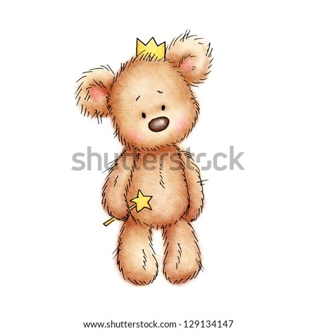 teddy bear in the crown on white background