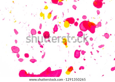 pink and yellow spots on white paper, Magenta, abstraction, background, texture