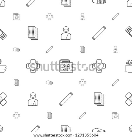 bandage icons pattern seamless white background. Included editable line man with broken arm, injured finger icons. bandage icons for web and mobile.