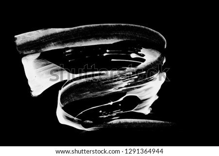 white volume bright beautiful paint spot strokes on isolated black background