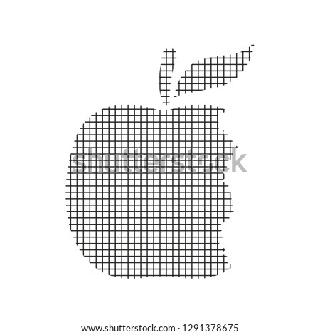 Sign bitten apple, black on a white background, squares, vector