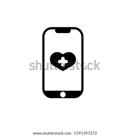 mobile icon and hospital symbol