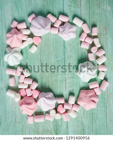 frame made of sweet marshmallow and candies
