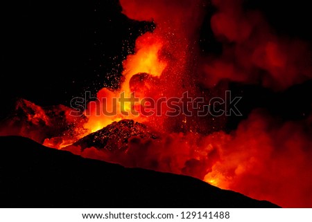 New eruption of Etna-2013 Royalty-Free Stock Photo #129141488
