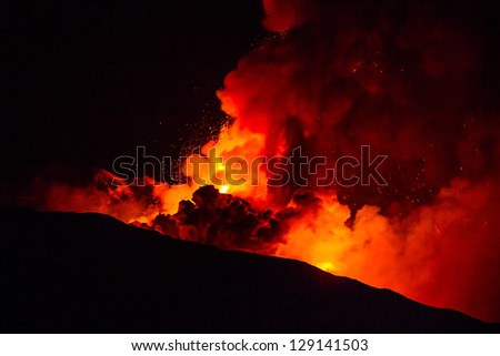 New eruption of Etna-2013 Royalty-Free Stock Photo #129141503
