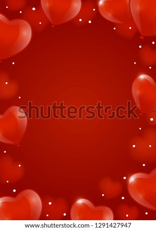 Valentines day background with hearts balloons on red