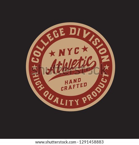 Athletic. Classic retro badge. Script and serif font. Handmade logo and font. Old school.