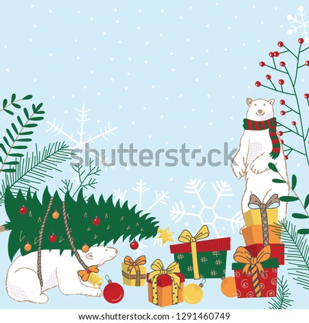 Polar Christmas Vector Frame Background