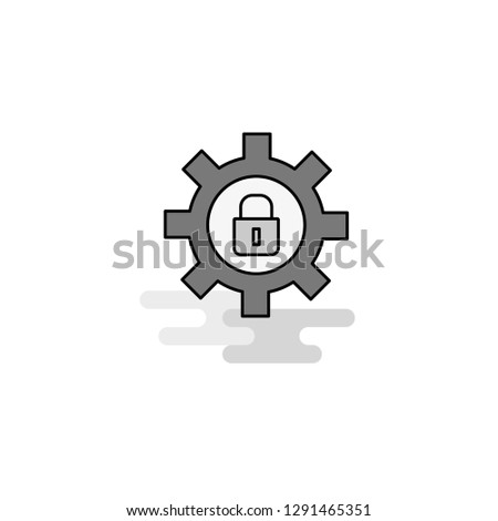 Gear locked  Web Icon. Flat Line Filled Gray Icon Vector