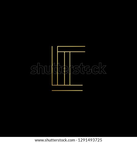 Abstract letter LT TL. Minimal logo design template. Vector letter logo with gold and black color.