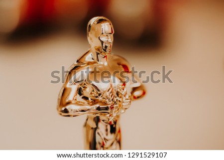 Bowl award before the presentation on the table. success and victory concept Royalty-Free Stock Photo #1291529107