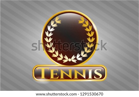  Golden badge with leaf crown icon and Tennis text inside