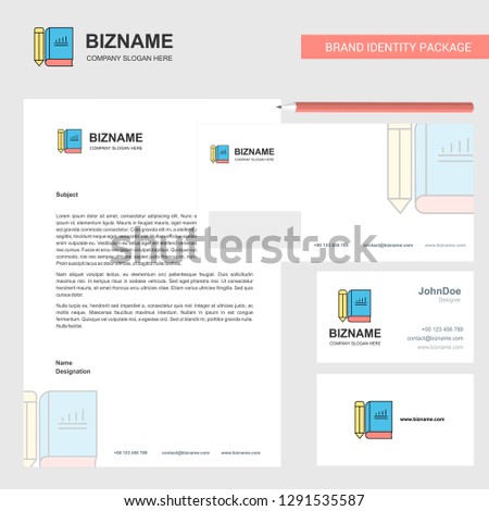 Book and pencil Business Letterhead, Envelope and visiting Card Design vector template