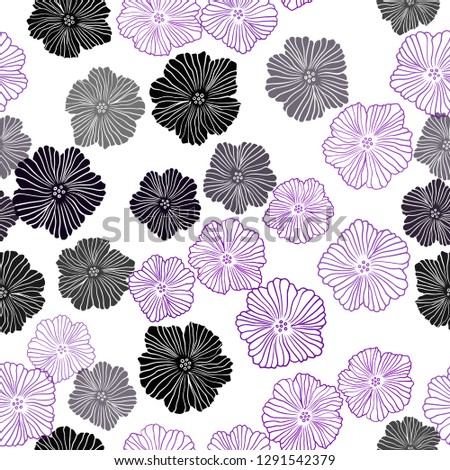 Dark Purple vector seamless doodle template with flowers. Colorful illustration with flowers in doodle style. Pattern for design of fabric, wallpapers.