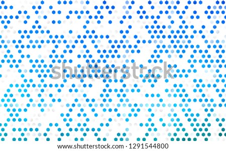 Light BLUE vector backdrop with hexagons. Illustration of colored hexagons on white surface. Pattern can be used for landing pages.