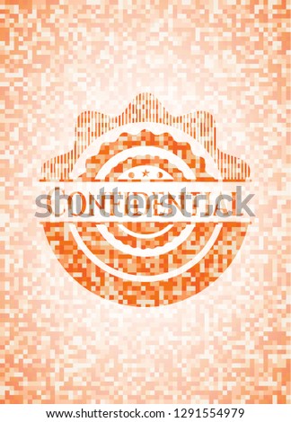 Confidential orange mosaic emblem