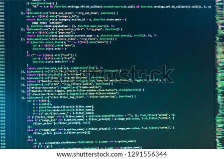 Internet app development and design,  Web working on computer,  cloud information flow,  Computer script,  Business, coding and Abstract computer concept,  Software data monitor new function