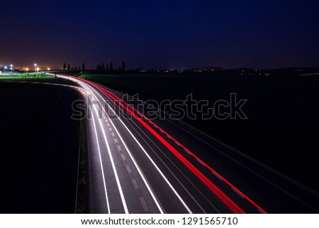 night highway, bypass of the city Kolín, Czech Republic, European union, 