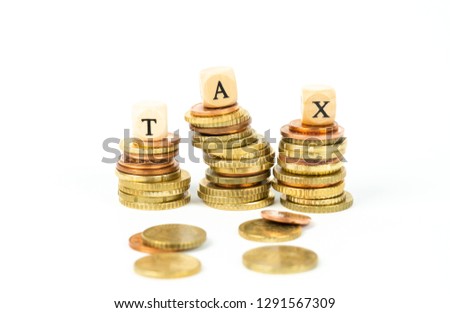 Stacked change with word tax 