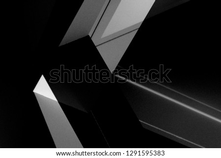 Collage photo of ceiling with supporting girders. Grunge abstract geometric background with angular structure for modern architecture, real estate or construction industry issues.